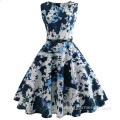 O-cou sans manches une ligne fleur belle robe vintage